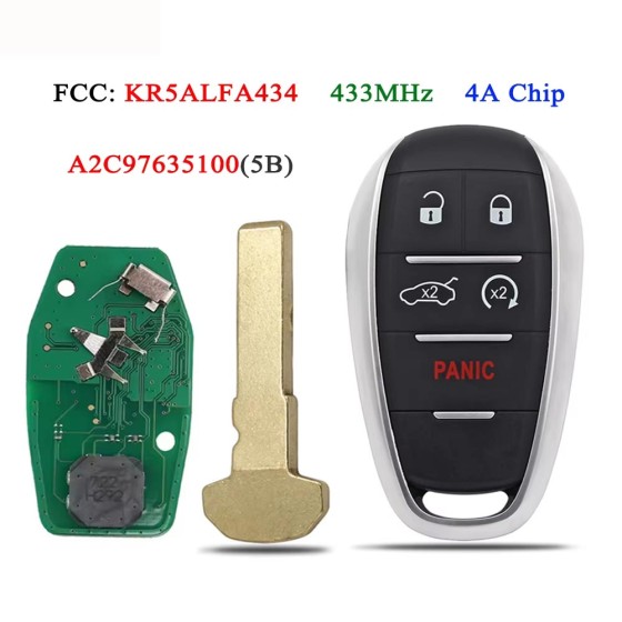 Alfa Romeo Giulia 5 Button Remote 2017-2024 For KR5ALFA434 | Aftermarket